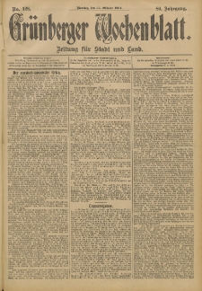 Grünberger Wochenblatt: Zeitung für Stadt und Land, No. 128. (25. Oktober 1904)