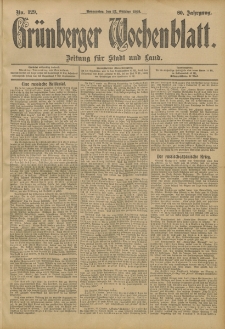 Grünberger Wochenblatt: Zeitung für Stadt und Land, No. 129. (27. Oktober 1904)