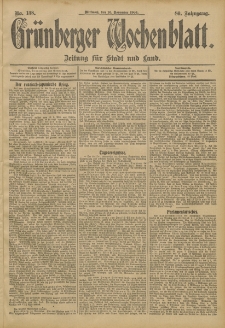 Grünberger Wochenblatt: Zeitung für Stadt und Land, No. 138. (16. November 1904)