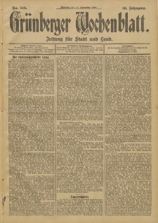 Grünberger Wochenblatt: Zeitung für Stadt und Land, No. 140. (22. November 1904)
