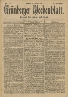 Gr&uuml;nberger Wochenblatt: Zeitung f&uuml;r Stadt und Land, No. 145. (3. Dezember 1904)