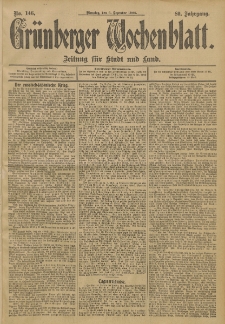 Grünberger Wochenblatt: Zeitung für Stadt und Land, No. 146. (6. Dezember 1904)