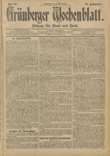 Grünberger Wochenblatt: Zeitung für Stadt und Land, No. 54. (5. Mai 1906)