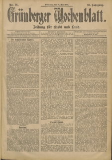 Grünberger Wochenblatt: Zeitung für Stadt und Land, No. 56. (10. Mai 1906)