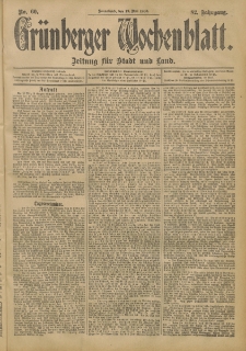 Grünberger Wochenblatt: Zeitung für Stadt und Land, No. 60. (19. Mai 1906)