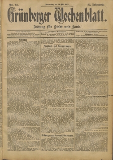 Grünberger Wochenblatt: Zeitung für Stadt und Land, No. 62. (24. Mai 1906)