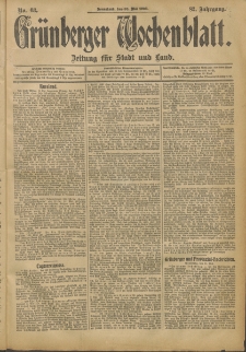 Grünberger Wochenblatt: Zeitung für Stadt und Land, No. 63. (26. Mai 1906)