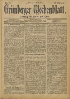 Grünberger Wochenblatt: Zeitung für Stadt und Land, No. 65. (31. Mai 1906)