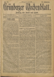 Grünberger Wochenblatt: Zeitung für Stadt und Land, No. 70. (12. Juni 1906)