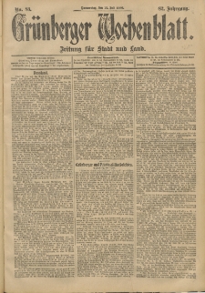 Grünberger Wochenblatt: Zeitung für Stadt und Land, No. 83. (12. Juli 1906)