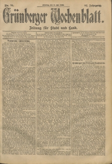 Grünberger Wochenblatt: Zeitung für Stadt und Land, No. 85. (17. Juli 1906)