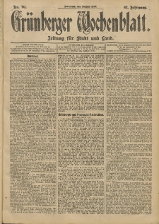Grünberger Wochenblatt: Zeitung für Stadt und Land, No. 90. (28. Juli 1906)