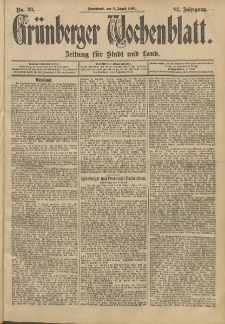 Grünberger Wochenblatt: Zeitung für Stadt und Land, No. 93. (4. August 1906)