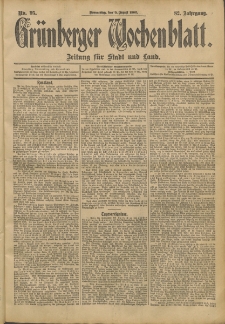 Grünberger Wochenblatt: Zeitung für Stadt und Land, No. 95. (9. August 1906)