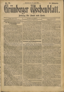 Grünberger Wochenblatt: Zeitung für Stadt und Land, No. 99. (18. August 1906)