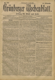 Grünberger Wochenblatt: Zeitung für Stadt und Land, No. 104. (30. August 1906)