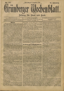 Grünberger Wochenblatt: Zeitung für Stadt und Land, No. 107. (6. September 1906)