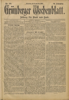 Grünberger Wochenblatt: Zeitung für Stadt und Land, No. 110. (13. September 1906)