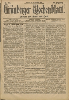 Grünberger Wochenblatt: Zeitung für Stadt und Land, No. 115. (25. September 1906)