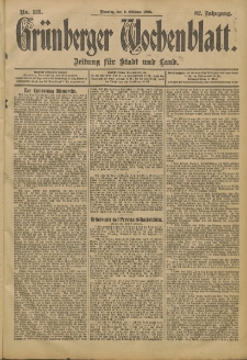 Grünberger Wochenblatt: Zeitung für Stadt und Land, No. 121. (9. Oktober 1906)