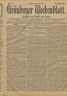 Grünberger Wochenblatt: Zeitung für Stadt und Land, No. 127. (23. Oktober 1906)