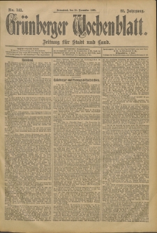 Grünberger Wochenblatt: Zeitung für Stadt und Land, No. 141. (24. November 1906)