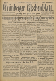 Grünberger Wochenblatt: Zeitung für Stadt und Land, No. 9. (11. Januar 1933)