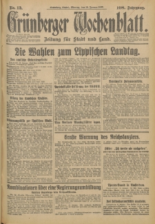 Grünberger Wochenblatt: Zeitung für Stadt und Land, No. 13. (16. Januar 1933)