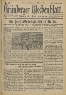 Grünberger Wochenblatt: Zeitung für Stadt und Land, No. 19. (23. Januar 1933)