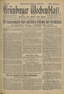 Grünberger Wochenblatt: Zeitung für Stadt und Land, No. 21. (25. Januar 1933)