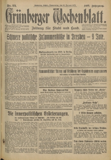 Grünberger Wochenblatt: Zeitung für Stadt und Land, No. 22. (26. Januar 1933)
