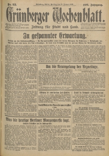Grünberger Wochenblatt: Zeitung für Stadt und Land, No. 23. (27. Januar 1933)