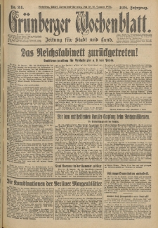 Grünberger Wochenblatt: Zeitung für Stadt und Land, No. 24. (28./29. Januar 1933)