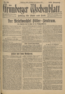 Grünberger Wochenblatt: Zeitung für Stadt und Land, No. 29. (3. Februar 1933)