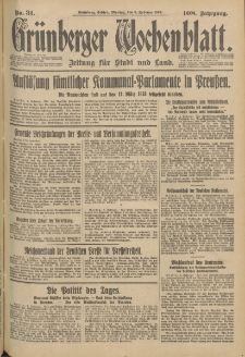 Grünberger Wochenblatt: Zeitung für Stadt und Land, No. 31. (6. Februar 1933)