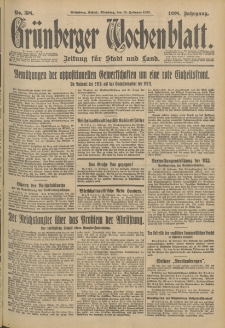 Grünberger Wochenblatt: Zeitung für Stadt und Land, No. 38. (14. Februar 1933)
