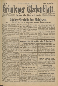 Grünberger Wochenblatt: Zeitung für Stadt und Land, No. 41. (17. Februar 1933)