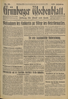 Grünberger Wochenblatt: Zeitung für Stadt und Land, No. 42. (18./19. Februar 1933)