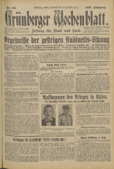 Grünberger Wochenblatt: Zeitung für Stadt und Land, No. 45. (22. Februar 1933)
