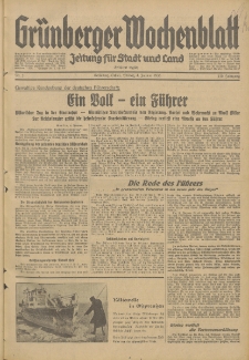 Gr&uuml;nberger Wochenblatt: Zeitung f&uuml;r Stadt und Land, No. 3. (4. Januar 1935)