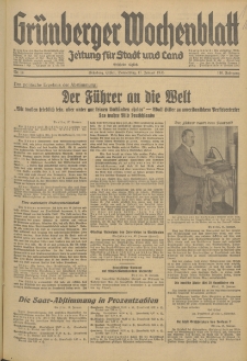 Grünberger Wochenblatt: Zeitung für Stadt und Land, No. 14. (17. Januar 1935)