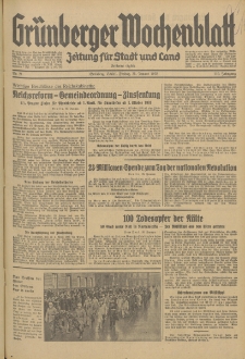 Gr&uuml;nberger Wochenblatt: Zeitung f&uuml;r Stadt und Land, No. 1. (2. Januar 1935)