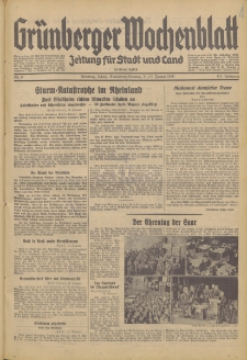 Gr&uuml;nberger Wochenblatt: Zeitung f&uuml;r Stadt und Land, No. 9. (11./12. Januar 1936)