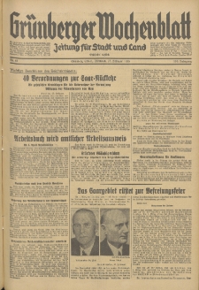 Gr&uuml;nberger Wochenblatt: Zeitung f&uuml;r Stadt und Land, No. 49. (27. Februar 1935)
