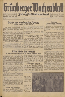 Gr&uuml;nberger Wochenblatt: Zeitung f&uuml;r Stadt und Land, No. 25. (30. Januar 1936)