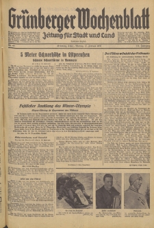 Gr&uuml;nberger Wochenblatt: Zeitung f&uuml;r Stadt und Land, No. 40. (17. Februar 1936)