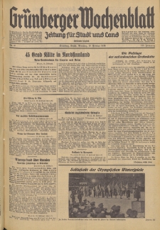 Gr&uuml;nberger Wochenblatt: Zeitung f&uuml;r Stadt und Land, No. 41. (18. Februar 1936)