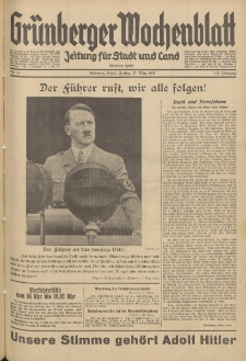 Grünberger Wochenblatt: Zeitung für Stadt und Land, No. 74. (27. März 1936)