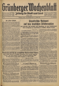 Grünberger Wochenblatt: Zeitung für Stadt und Land, No. 85. (9./10. April 1936)