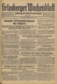 Gr&uuml;nberger Wochenblatt: Zeitung f&uuml;r Stadt und Land, No. 88. (15. April 1936)